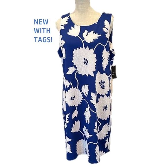 Ronni Nicole Dresses & Skirts - RONNI NICOLE Royal Blue * White Shift Dress - 14